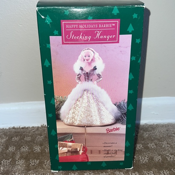 Vintage 1995 Mattel Happy Holidays Barbie Stocking Hanger New in Box - Picture 3 of 6